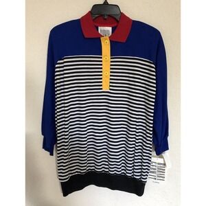 Vintage Barbara Gerwit Funky Bold Colorful Striped Shirt Top Sz XL New w/ Tags